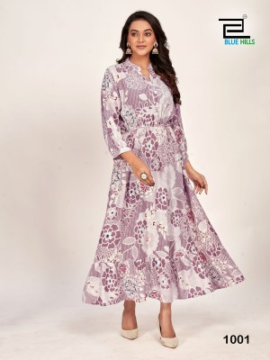 Florida by Blue Hills beautiful Reyon printed kurti with elastic in waist catalogue at low rate kurtis catalogs