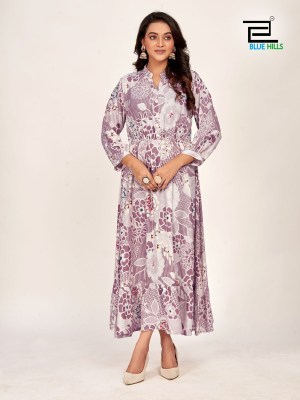 Florida by Blue Hills beautiful Reyon printed kurti with elastic in waist catalogue at low rate kurtis catalogs