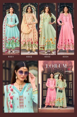 Forum by Rangoon Pure Muslin Digital Fancy Anarkali style suit at affordable price fancy Anarkali suit catalogs