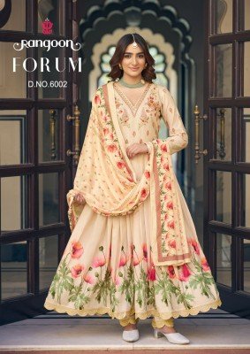 Forum by Rangoon Pure Muslin Digital Fancy Anarkali style suit at affordable price fancy Anarkali suit catalogs