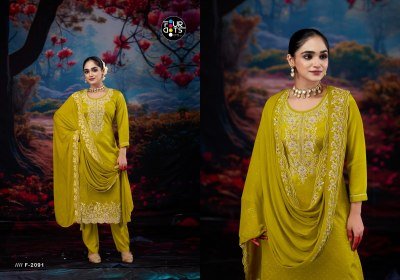 Fourdots Zankar Unstitched Premium Organza Jarkan Work Suit Set with Muslin Bottom And Pure Work Dupatta Wholesale dress material catalogs