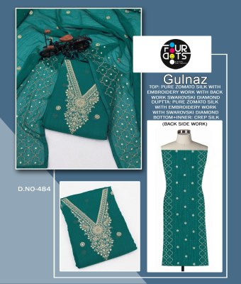 Fourdots present Gulnaz pure zomato silk embroidered unstitched suit material at amaviexpo salwar kameez catalogs