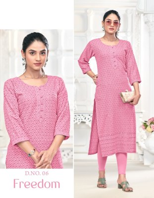 Freedom by Tunic House Fully chikan kari sequence work top with bottom collection at affordable rate kurtis catalogs