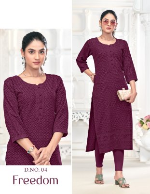 Freedom by Tunic House Fully chikan kari sequence work top with bottom collection at affordable rate kurtis catalogs