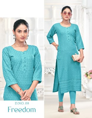 Freedom by Tunic House Fully chikan kari sequence work top with bottom collection at affordable rate kurtis catalogs