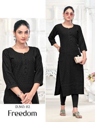 Freedom by Tunic House Fully chikan kari sequence work top with bottom collection at affordable rate kurtis catalogs