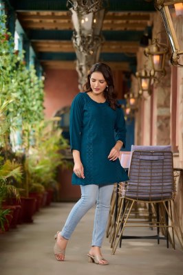 Fresh lunch ramgaya wrinkled reyon trendy western top catalogue  western wear catalogs