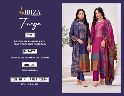 Freya by IBIZA Pure Pashmina Digital Printed Embroidered Unstitched Salwar suit collection  salwar kameez catalogs