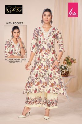 G2K Chahek Vol 3 Premium Embroidered Kurti And Daman Print Palazzo Set Wholesale kurtis catalogs