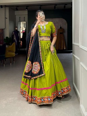 Gamthiwork Navratri specail green colour Navaratri Lehenga Choli collection  lehenga choli catalogs