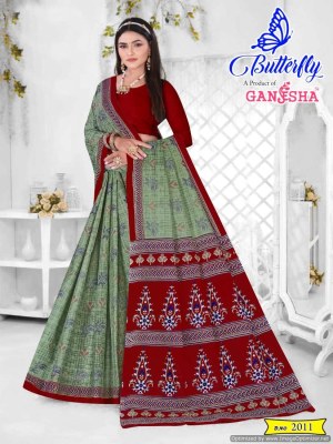 Ganesha by Butterfly vol 2 heavy cotton printed saree catalogue at affordable rate sarees catalogs