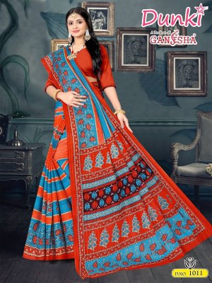 Ganesha present dunki vol 1 pure cotton printed saree catalogue sarees catalogs