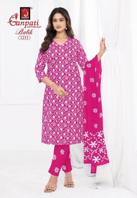 Ganpati Batik Vol 12 Pure Cotton Batik Printed Kurti Pant Dupatta Set Wholesale Ethnic Wear Collection kurti pant with dupatta Catalogs