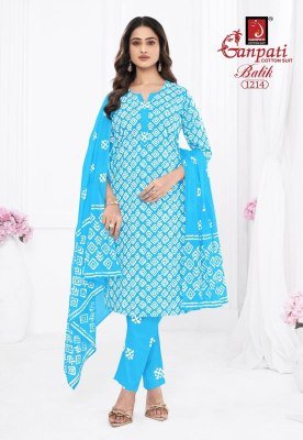 Ganpati Batik Vol 12 Pure Cotton Batik Printed Kurti Pant Dupatta Set Wholesale Ethnic Wear Collection kurti pant with dupatta Catalogs