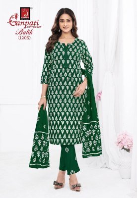 Ganpati Batik Vol 12 Pure Cotton Batik Printed Kurti Pant Dupatta Set Wholesale Ethnic Wear Collection kurti pant with dupatta Catalogs