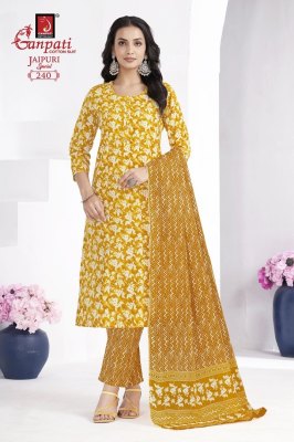 Ganpati by Jaipuri special vol 10 pure a line kurti pant and dupatta catalogue  readymade suit catalogs