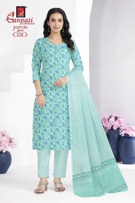 Ganpati by Jaipuri special vol 10 pure a line kurti pant and dupatta catalogue  readymade suit catalogs