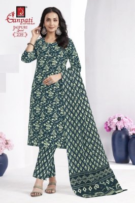 Ganpati by Jaipuri special vol 10 pure a line kurti pant and dupatta catalogue  readymade suit catalogs