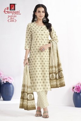 Ganpati by Jaipuri special vol 10 pure a line kurti pant and dupatta catalogue  readymade suit catalogs