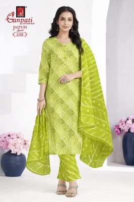 Ganpati by Jaipuri special vol 10 pure a line kurti pant and dupatta catalogue  readymade suit catalogs