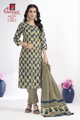 Ganpati by Jaipuri special vol 10 pure a line kurti pant and dupatta catalogue  readymade suit catalogs