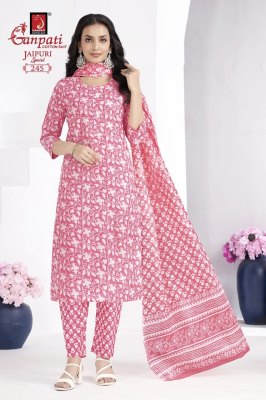 Ganpati by Jaipuri special vol 10 pure a line kurti pant and dupatta catalogue  readymade suit catalogs