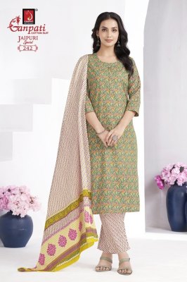 Ganpati by Jaipuri special vol 10 pure a line kurti pant and dupatta catalogue  readymade suit catalogs