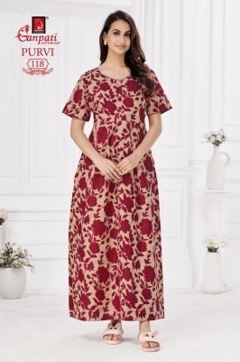 Ganpati by Purvi nighty vol 1 pure cotton printed nighty catalogue at affordable rate night wear catalogs