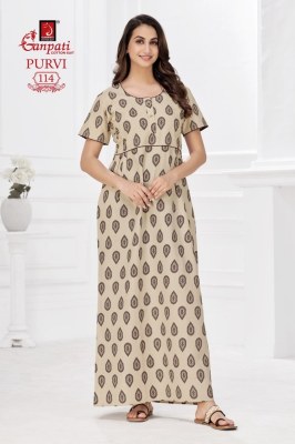 Ganpati by Purvi nighty vol 1 pure cotton printed nighty catalogue at affordable rate night wear catalogs