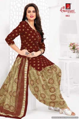 Ganpati by the dye gold pure cotton printed unstitched dress material catalogue at low rate salwar kameez catalogs