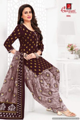 Ganpati by the dye gold pure cotton printed unstitched dress material catalogue at low rate salwar kameez catalogs