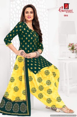 Ganpati by the dye gold pure cotton printed unstitched dress material catalogue at low rate salwar kameez catalogs