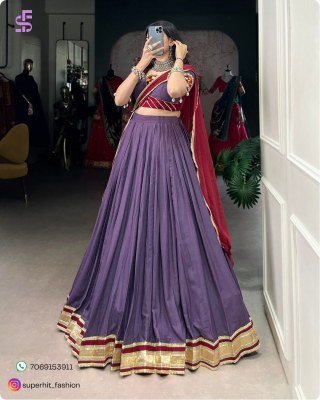 Garba Glam 1750 Purple Colour Pure Rayon Lehenga with Mirror, Sequin And Cowrie Accents Twilight Twirl Navratri Lehenga with Raised Designs And Shiny  lehenga choli