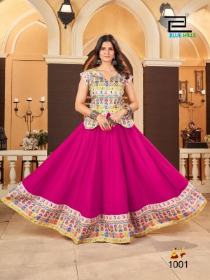 Garba nights by Blue hills Traditional embroidered blouse with lehenga catalogue at affordable rate lehenga choli catalogs