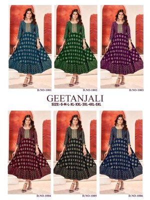 Geetanjali present faux georgette foil gold printed kurti catalogue at wholesale price kurtis catalogs