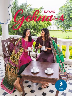 Gehna 4 by Kaya Long pure handwork straight kurti pant and dupatta catalogue at low rate  Kaya kurti