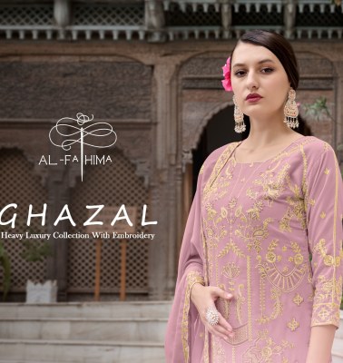 Ghazal by AL Fathima Faux Georgette Heavy Embroidered Fancy Kurti Pant and dupatta catalogue at affordable rate wholesale catalogs