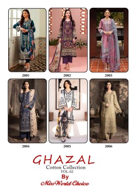 Ghazal vol 2 by Missworld Choice Exclusive Karachi printed unstitched  suit collection Karachi suits catalogs