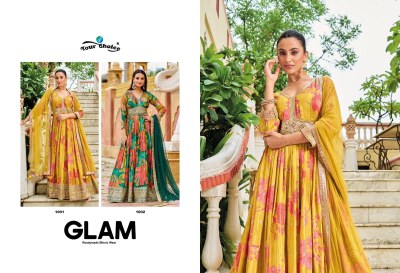 Glam by Your choice presenting designer long flared gown collection at wholesale rate gown catalogs