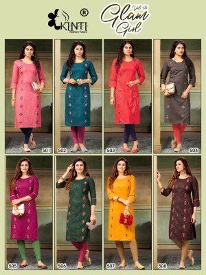 Glam girl 5 by kinti straight embroidery work kurti catalog at wholesaler rate kurtis catalogs