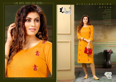 Glam girl 5 by kinti straight embroidery work kurti catalog at wholesaler rate kurtis catalogs