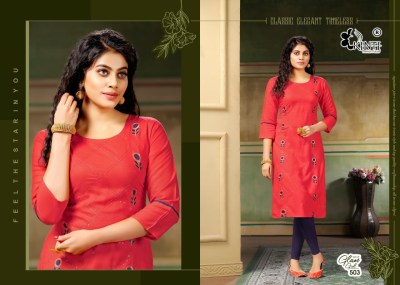 Glam girl 5 by kinti straight embroidery work kurti catalog at wholesaler rate kurtis catalogs