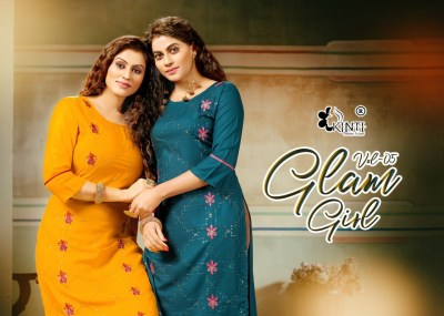 Glam girl 5 by kinti straight embroidery work kurti catalog at wholesaler rate kurtis catalogs