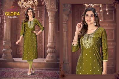 Glora by Aanchi kurti straight cut embroidered kurti pant and dupatta catalogue readymade suit catalogs