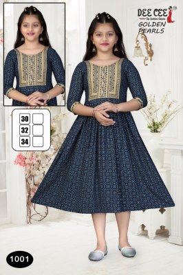 Golden Perls by deecee Flared long kurti with embroidered work catalogue kurtis catalogs