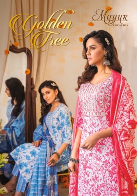 Golden Tree vol 1 by Mayur Pure cotton Embroidered Fancy Kurti pant and dupatta catalogue at lo price kurti pant with dupatta Catalogs