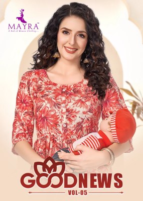 Good news vol 5 by Mayra pure reyon printed ghera style kurti catalogue at low rate 