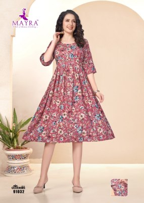 Good news vol 5 by Mayra pure reyon printed ghera style kurti catalogue at low rate kurtis catalogs