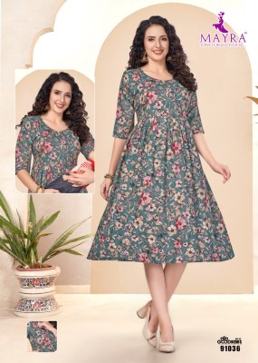 Good news vol 5 by Mayra pure reyon printed ghera style kurti catalogue at low rate kurtis catalogs