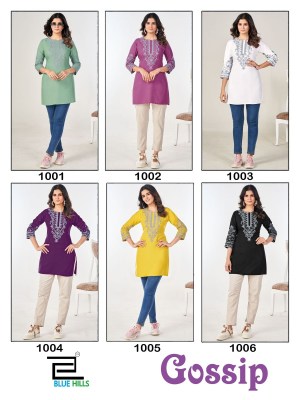 Gossip by Blue hills reyon neck embroidered short top collection  western wear catalogs